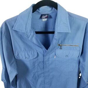 VINTAGE 70s 80s Levis Shirt Mens Medium Long Sleeve Blue Button Western Mechanic